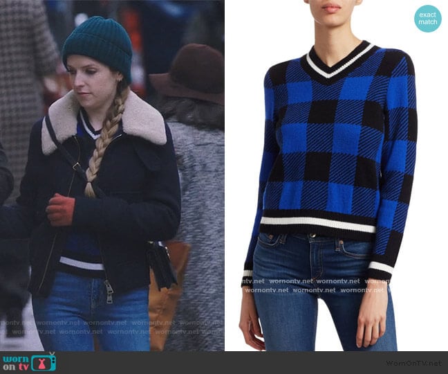 Gabby Buffalo Check V-Neck Sweater by Rag & Bone worn by Darby (Anna Kendrick) on Love Life