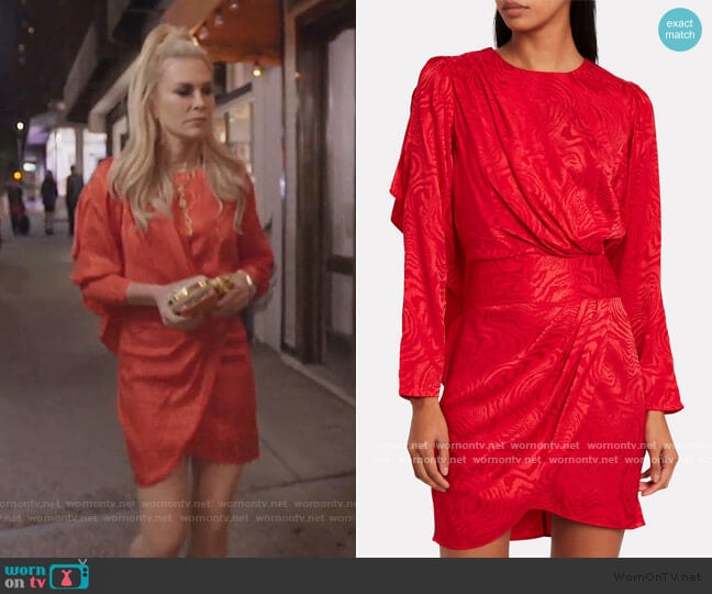 Shanaya Drape Moire Dress by Ronny Kobo worn by Tinsley Mortimer on The Real Housewives of New York City