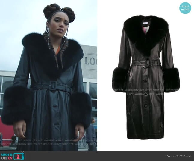 Foxy Belted Coat by Saks Potts worn by Charlie (Maisie Richardson-Sellers) on Legends of Tomorrow