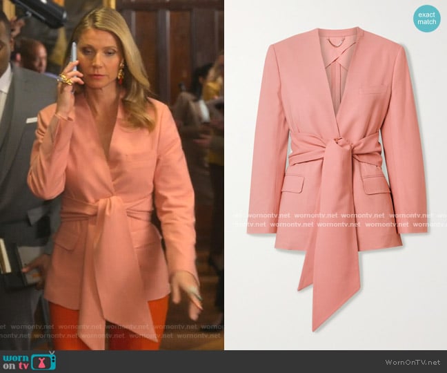 Belted Woven Blazer by Salvatore Ferragamo worn by Georgina Hobart (Gwyneth Paltrow) on The Politician