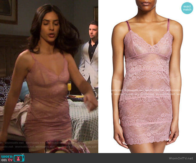 Boudoir Semisheer Lace Full Slip by Samantha Chang worn by Gabi Hernandez (Camila Banus) on Days of our Lives