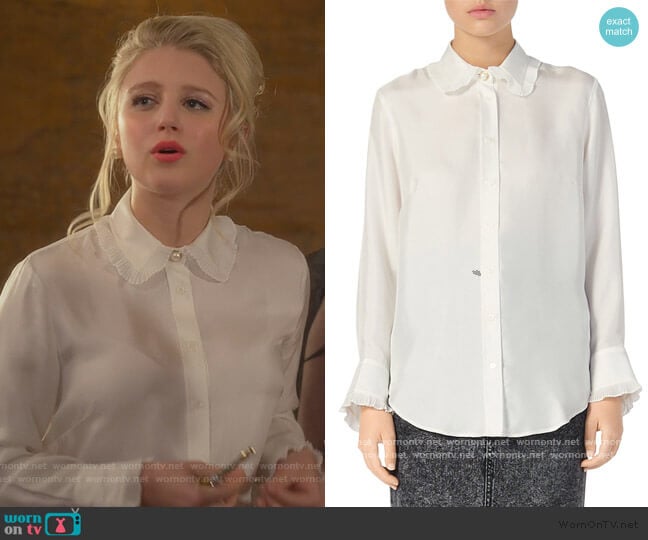 Taina Silk Blouse by Sandro worn by Alice (Julia Schlaepfer) on The Politician