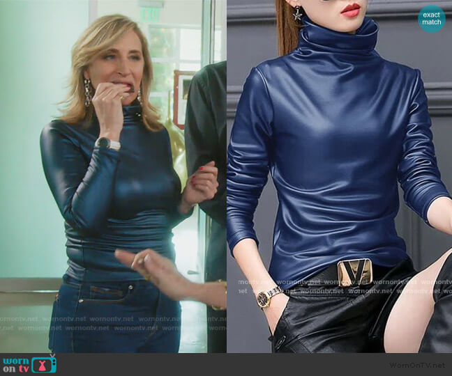 Faux Leather Turtleneck by Faux Leather Turtleneck by Sonja worn by Sonja Morgan on The Real Housewives of New York City