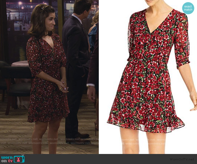 Floral Print and Metallic Dot Dress by The Kooples worn by Ramona Gibbler (Soni Nicole Bringas) on Fuller House