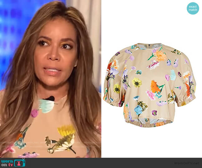 Shirred Sleeve Top by Tibi worn by Sunny Hostin on The View