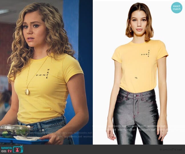 Don't Hate Crossword T-Shirt by Topshop worn by Courtney Whitemore (Brec Bassinger) on Stargirl