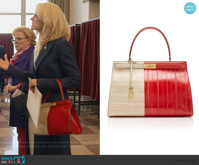 Lee Radziwill Color-Blocked Eel Satchel by Tory Burch worn by Dede Standish (Judith Light) on The Politician