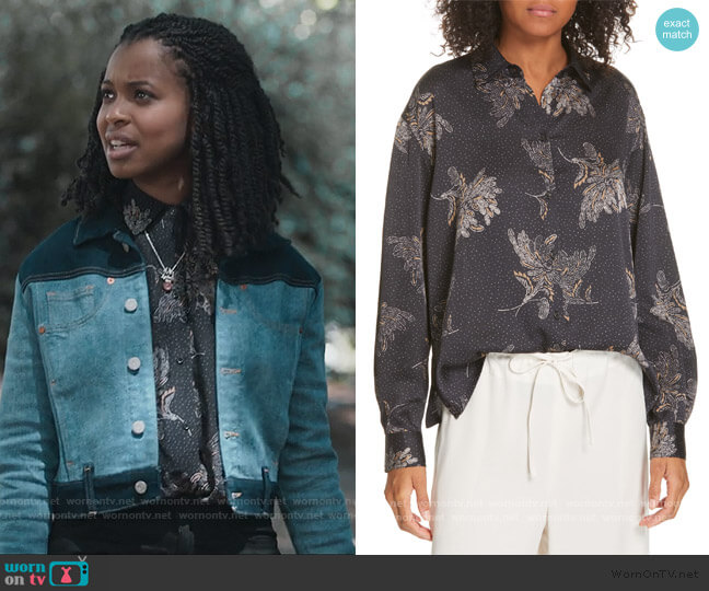 Floral Dot Silk Blouse by Vince worn by Ani (Grace Saif) on 13 Reasons Why