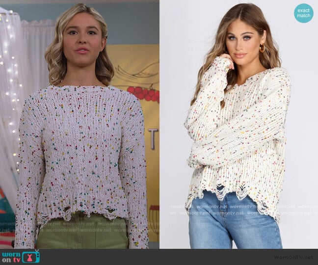 Cozy Cute Confetti Knit Sweater by Windsor worn by Katie Cooper (Isabel May) on Alexa & Katie