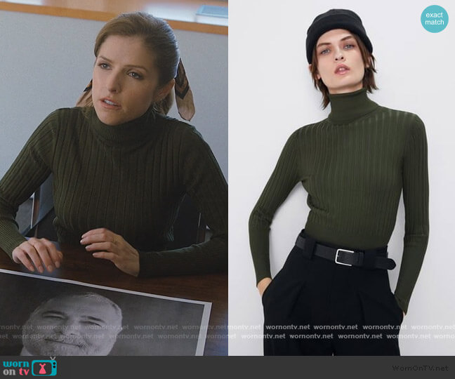 Ribbed Turtleneck Sweater by Zara worn by Darby (Anna Kendrick) on Love Life