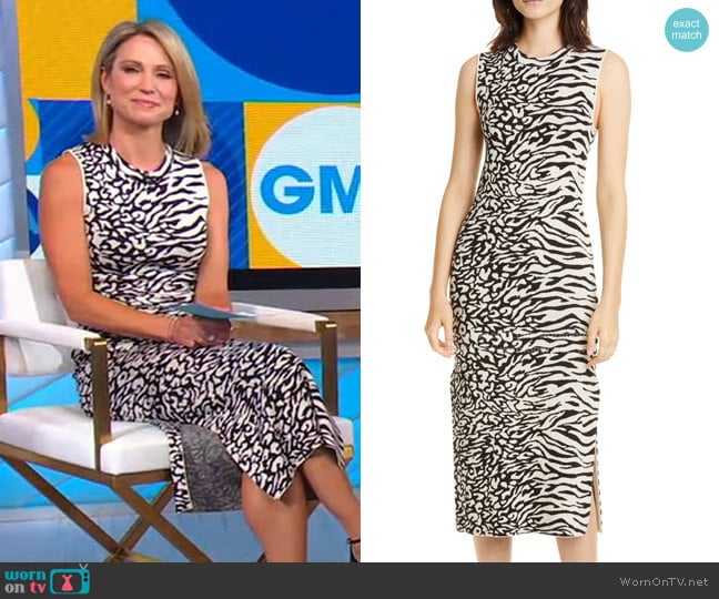 Zebra & Leopard Jacquard Midi Dress by Proenza Schouler White Label worn by Amy Robach on Good Morning America