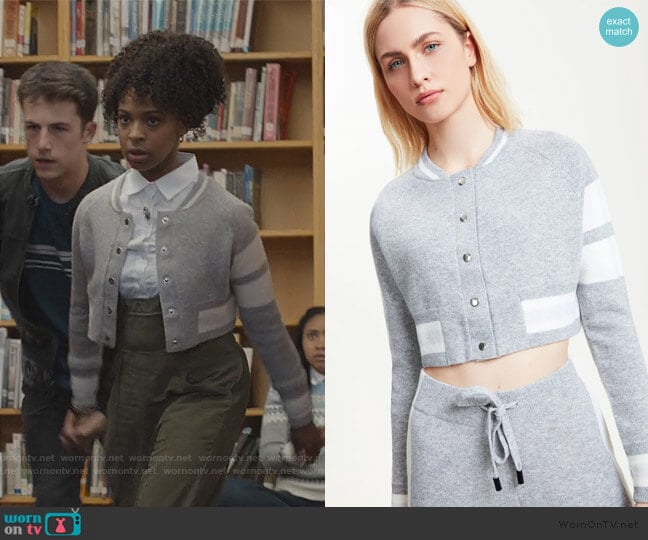 Cropped Edison Cashmere Bomber by Zoe Jordan worn by Ani (Grace Saif) on 13 Reasons Why