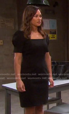 Zoey’s black puff sleeve dress on Days of our Lives