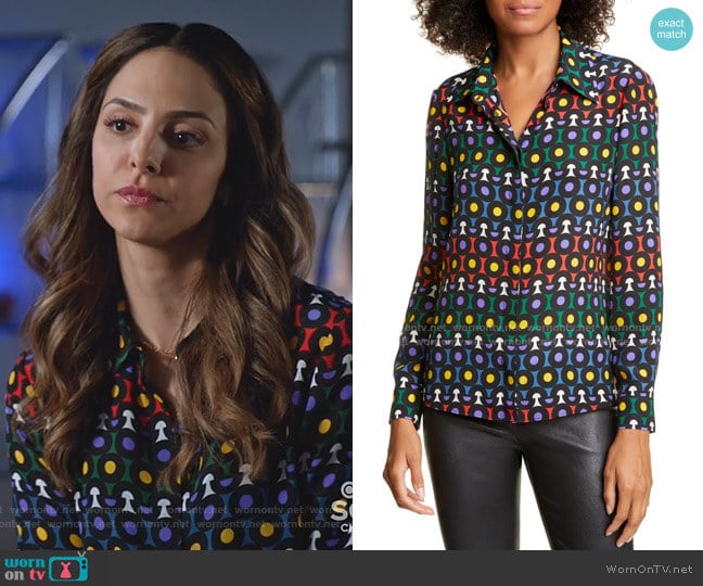 Willa Printed Blouse by Alice + Olivia worn by Zari Tomaz (Tala Ashe) on Legends of Tomorrow