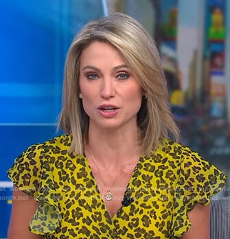 Amy’s yellow leopard print wrap dress on Good Morning America