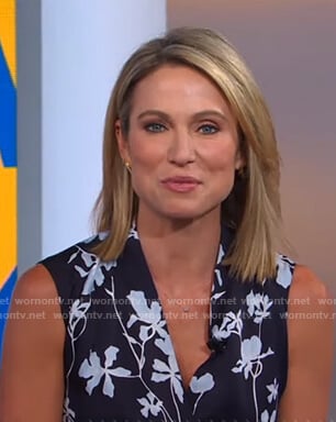 Amy’s navy floral wrap dress on Good Morning America