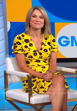 Amy’s yellow floral wrap dress on Good Morning America