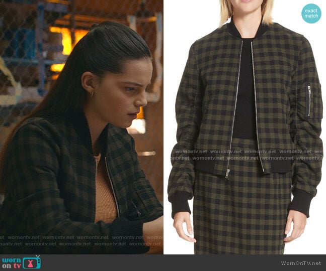 Andrew Wool Bomber Jacket by A.L.C. worn by Inde Navarrette on 13 Reasons Why