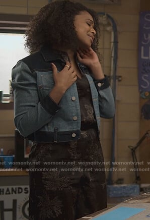 Ani’s black floral jumpsuit on 13 Reasons Why