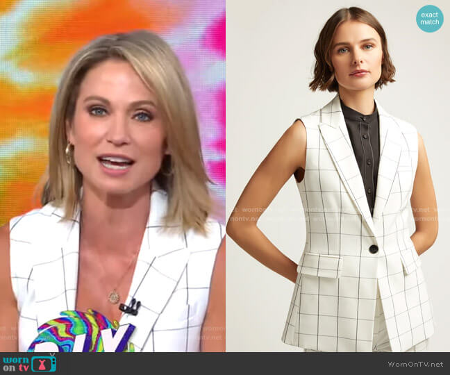  Classic Grid Plaid Vest by Argent worn by Amy Robach  on Good Morning America
