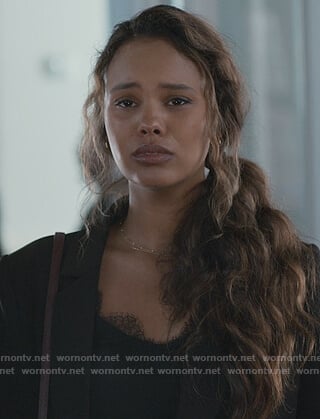 Jessica’s black lace trim cami on 13 Reasons Why