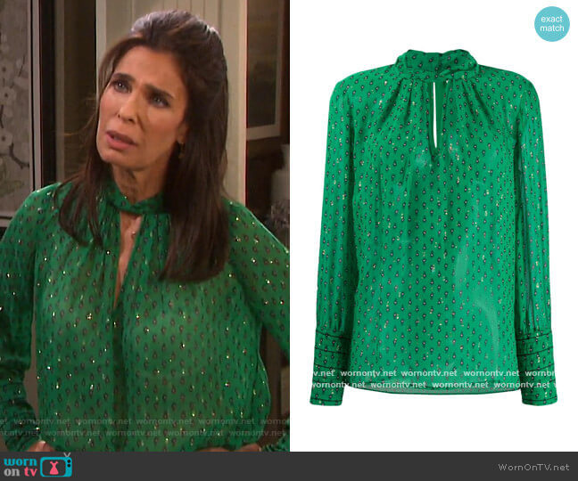 Cabri Printed Blouse by Ba&sh worn by Hope Williams (Kristian Alfonso) on Days of our Lives