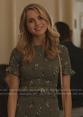 Chloe’s green floral smocked dress on 13 Reasons Why