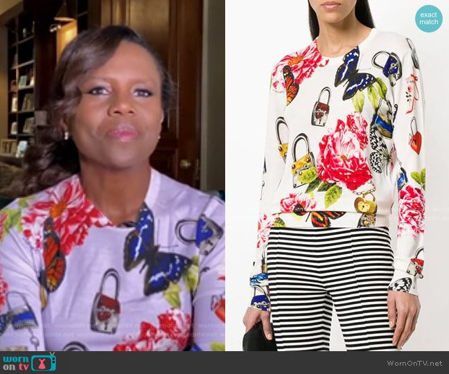 WornOnTV: Deborah’s white padlock print top on Good Morning America