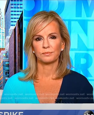 Dr. Jennifer Ashton’s blue colorblock ribbed dress on Good Morning America