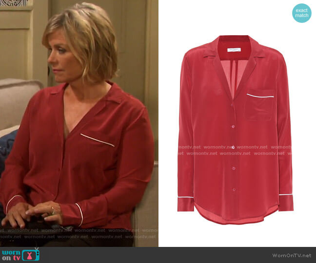 Keira Silk Pajama Shirt by Equipment worn by Kayla Brady (Mary Beth Evans) on Days of our Lives