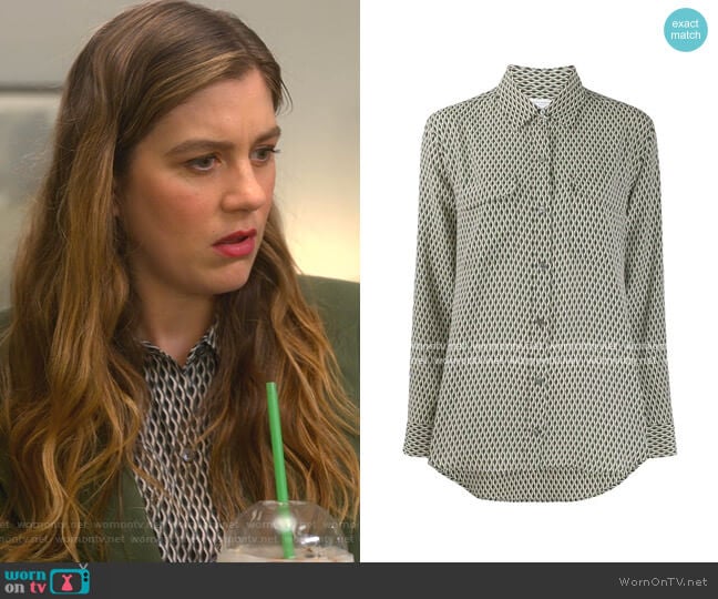 Geometric Print Shirt by Equipment worn by McAfee (Laura Dreyfuss) on The Politician