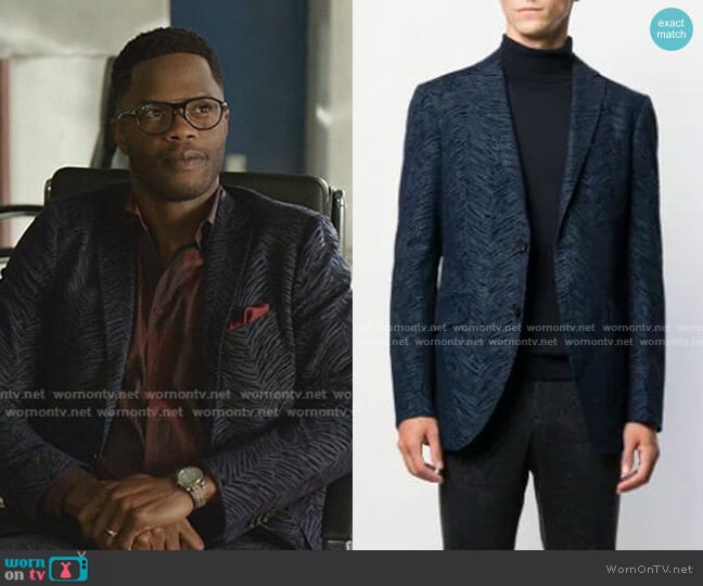 Chevron Jacket by Etro worn by Jeff Colby (Sam Adegoke) on Dynasty