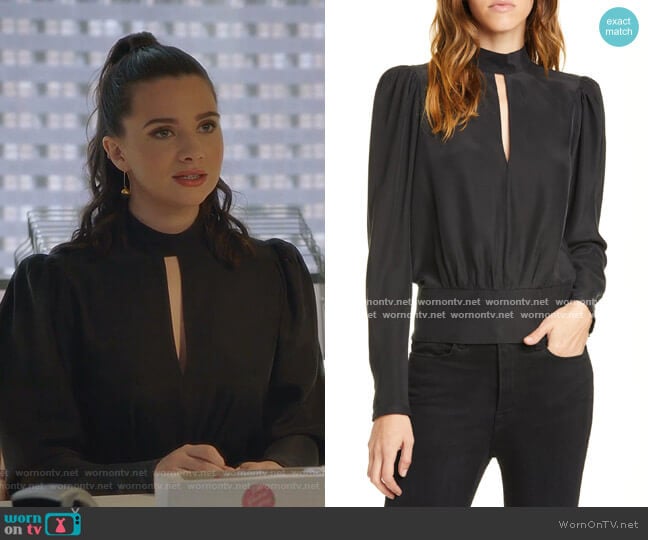 Keyhole Silk Satin Top by Frame worn by Jane Sloan (Katie Stevens) on The Bold Type