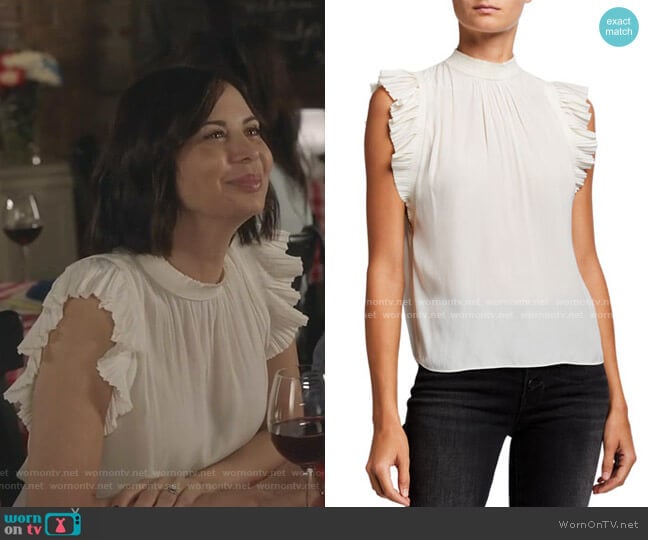 Wornontv Cassies White Pleated Ruffle Short Sleeve Top On Good Witch Catherine Bell 