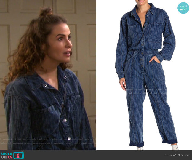 Ari Coveralls by Free People worn by Sarah Horton (Linsey Godfrey) on Days of our Lives