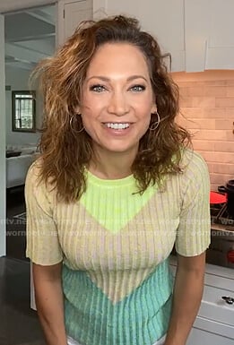 Ginger’s colorblock ribbed top on Good Morning America