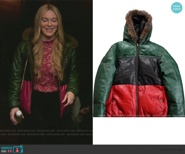 Gucci Colab Leather Jacket by Supreme worn by Leah McSweeney on The Real Housewives of New York City