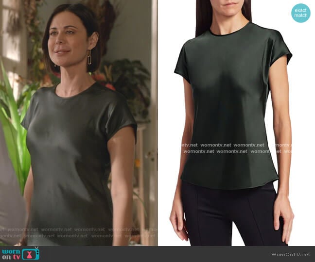 Satin Cap Sleeve Top by Helmut Lang worn by Cassandra Nightingale (Catherine Bell) on Good Witch