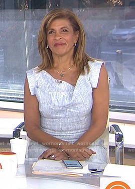 Hoda’s white asymmetric neck dress on Today