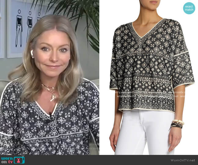 Bela Intarsia-Knit Cotton-Blend Top by Isabel Marant Etoile worn by Kelly Ripa on Live with Kelly and Mark