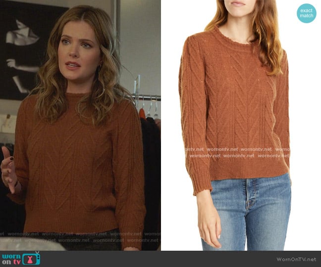 Tenzin Sweater by Joie worn by Sutton (Meghann Fahy) on The Bold Type