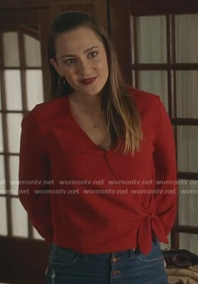 Joy’s red wrap blouse on Good Witch