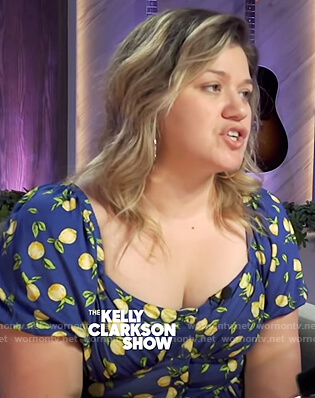 Kelly's blue lemon print dress on The Kelly Clarkson Show