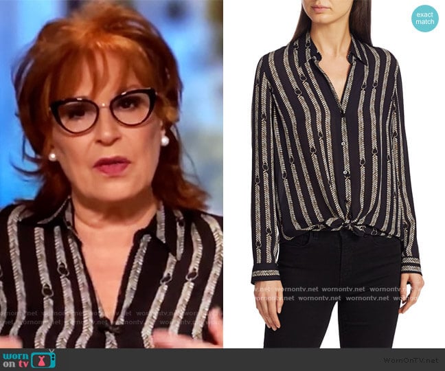 Nina Aguillette Printed Silk Blouse by L'Agence worn by Joy Behar on The View