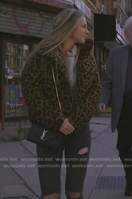 Leah's leopard puffer jacket on The Real Housewives of New York City