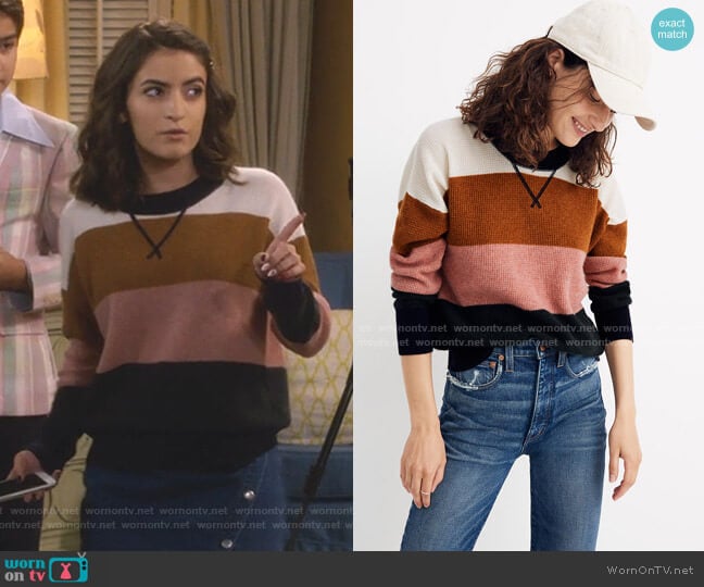 Cashmere Sweatshirt in Vernon Stripe by Madewell worn by Ramona Gibbler (Soni Nicole Bringas) on Fuller House