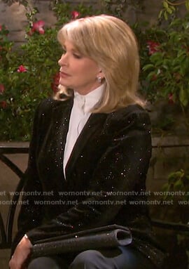 Marlena’s black embellished velvet blazer on Days of our Lives