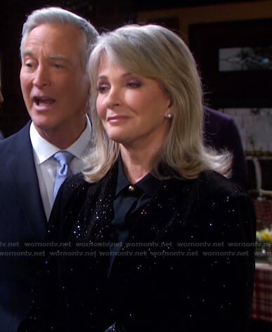 Marlena’s black embellished velvet blazer on Days of our Lives