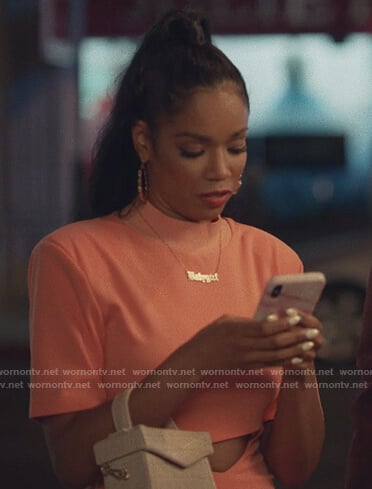 Mazda's orange cutout dress on Insecure