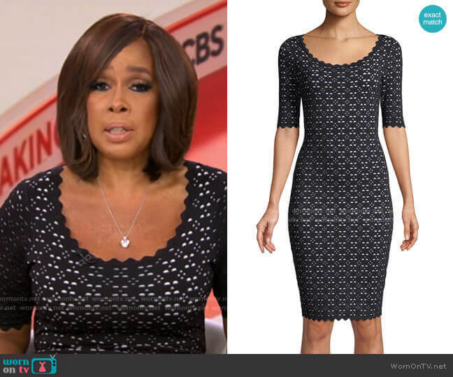 Scalloped Laser-Cut Ponte Dress by Milly worn by Gayle King  on CBS Mornings
